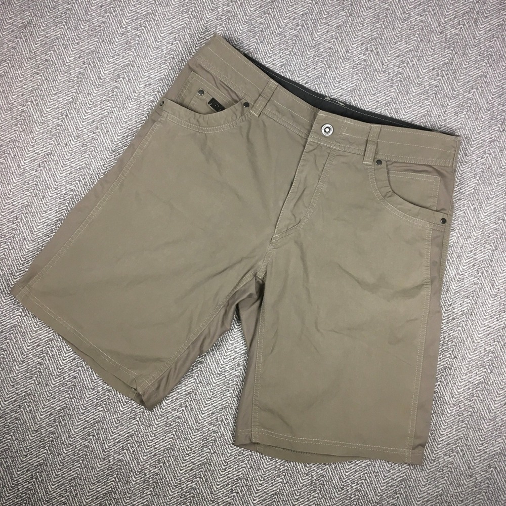 Kuhl Free Ryde Mens Khaki Tan Hiking Shorts Size 34 Stretch Technical Trail